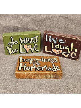Hand-Painted Wooden Inspirational Blocks Set Of 3 - Rustic Home Decor
